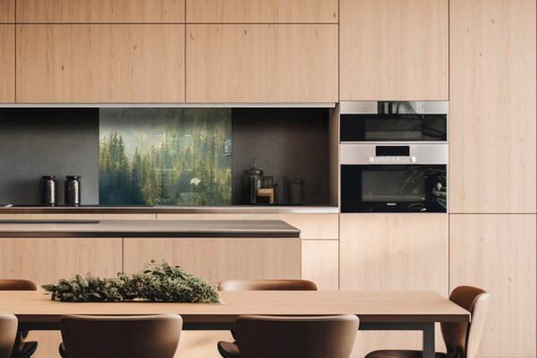 DIMEX | Plexisklo za kuchynskú linku PGT-08060-194 | 80 x 60 cm Zahmlený les