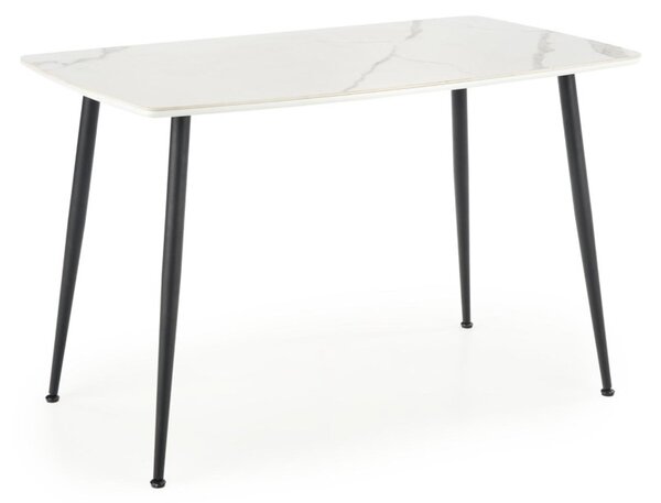 Jedálenský stôl GEOX, 120x74x70, biely mramor/čierna