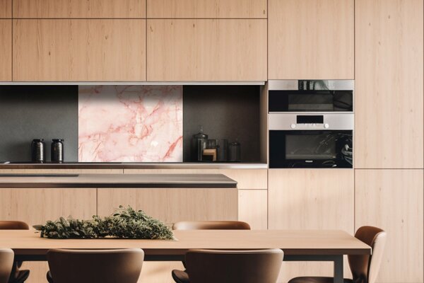 DIMEX | Plexisklo za kuchynskú linku PGT-08060-157 | 80 x 60 cm Ružový mramor