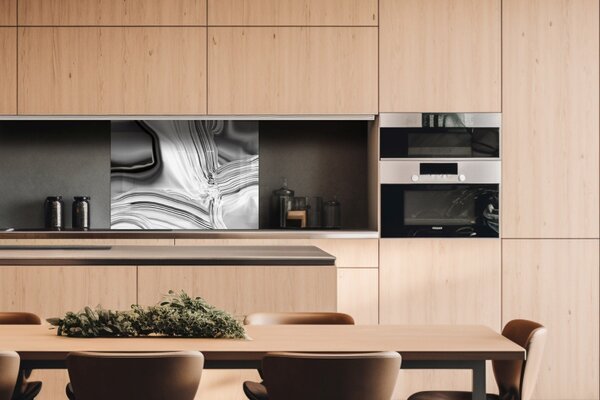 DIMEX | Plexisklo za kuchynskú linku PGT-08060-101 | 80 x 60 cm Kvapalné chrómové striebro