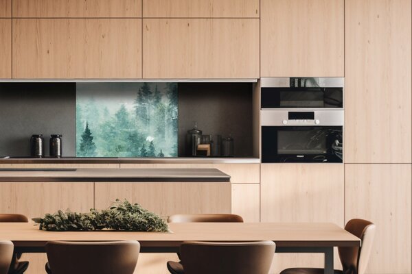 DIMEX | Plexisklo za kuchynskú linku PGT-08060-140 | 80 x 60 cm Hmla v lese