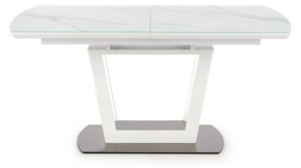 Rozkladací jedálenský stôl TAMARIS, 160-200x76x90, biely mramor/čierna
