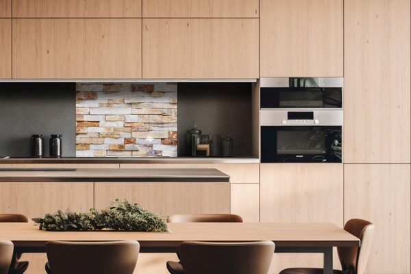 DIMEX | Plexisklo za kuchynskú linku PGT-08060-303 | 80 x 60 cm Prírodný kamenný múr