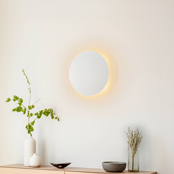 TK Lighting Nástenné svetlo Lunia New, biele, Ø 30 cm, Biela / opálová, Obývacia izba / jedáleň, kov, Nástenné svietidlo