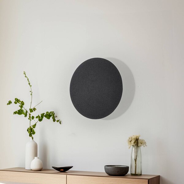 TK Lighting Nástenné svetlo Lunia New, čierne, Ø 30 cm, Čierna, Obývacia izba / jedáleň, kov, Nástenné svietidlo