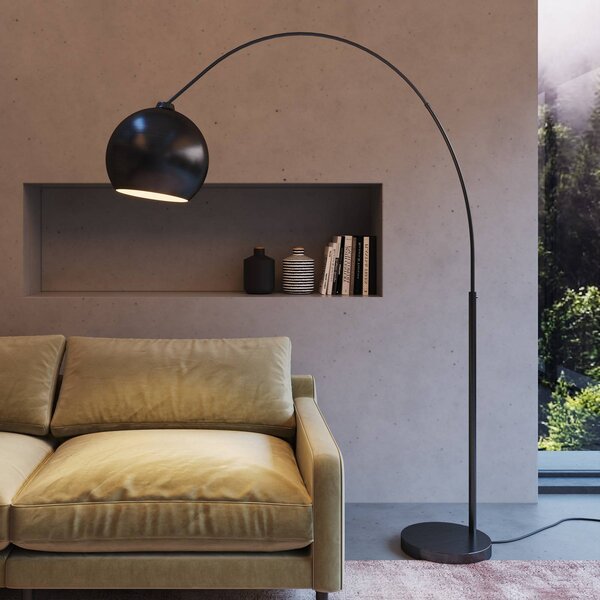KARE Lounge Small Deal Eco svietidlo, čierna, Čierna, Obývacia izba / jedáleň, kov, Dizajn, Oblúková stojaca lampa