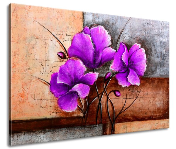 Ručne maľovaný obraz Nádherný fialový Vlčí mak Rozmery: 120 x 80 cm