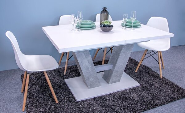 Moderný stôl Concrete 5002234 BEB + 4x stolička Betty, Dostupné farby: biela / betón Mirjan24 5902928965117