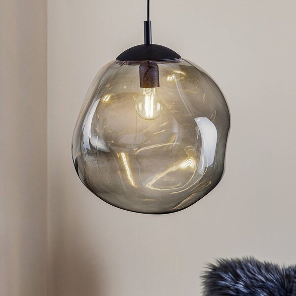 Sklenené závesné svietidlo Sol, Ø 35 cm, čierna/dymovo sivá, Jasné / priehľadné, Obývacia izba / jedáleň, Sklo, Moderný, Závesné svietidlo