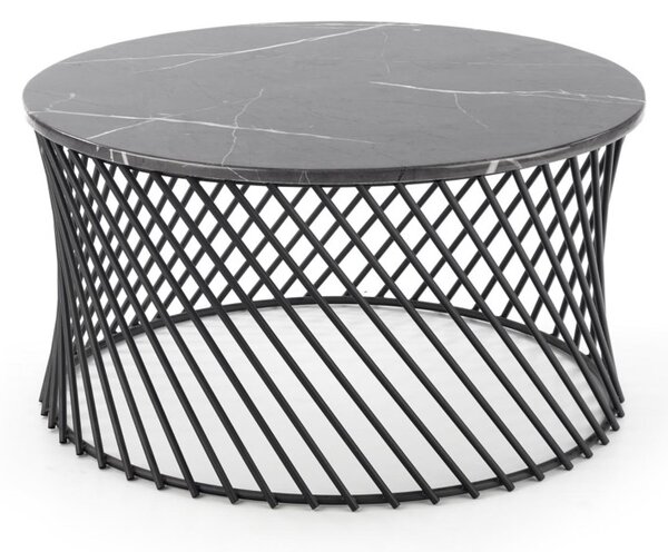 Konferenčný stolík CORDEL, 80x42x80, sivý mramor/čierna