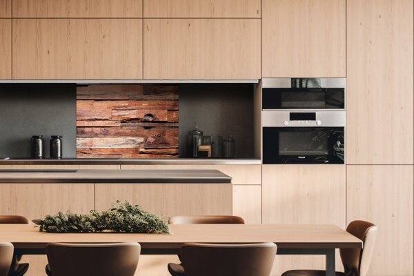 DIMEX | Plexisklo za kuchynskú linku PGT-08060-063 | 80 x 60 cm Drevený múr