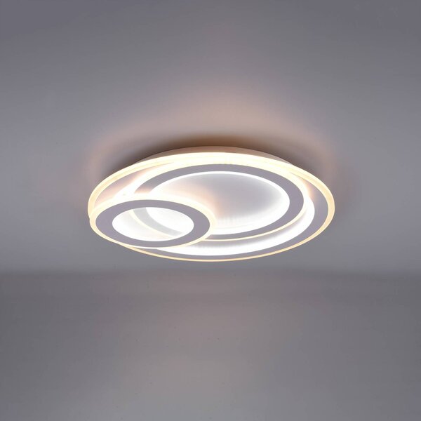 Trio Lighting Stropné svietidlo LED Mita s diaľkovým ovládaním, okrúhle, Biela / opálová, Obývacia izba / jedáleň, kov, Moderný, Závesné svietidlo