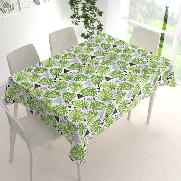 Biante Bavlnený obdĺžnikový obrus Sandra SA-175 Zelené listy Monstera 50x100 cm
