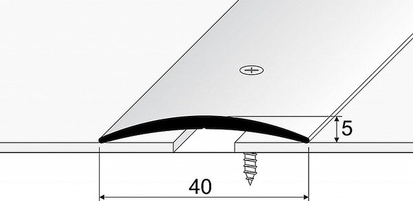 Prechodový profil 40 mm, oblý (skrutkovací) | nivelácia 0 - 6 mm Stříbro E01
