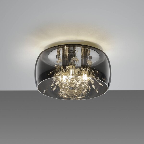Trio Lighting Stropné svietidlo Crystel zo skla, chróm, Ø 34 cm, Chrómová / strieborná, Obývacia izba / jedáleň, Sklo, Moderný, Závesné svietidlo