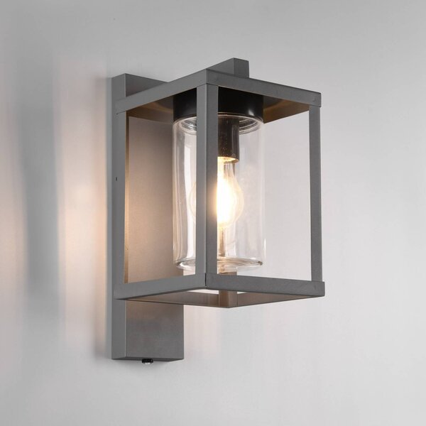 Trio Lighting Vonkajšie nástenné svietidlo Lunga so súmrakovým senzorom, Čierna, Hliník, Moderný, Nástenné svietidlo