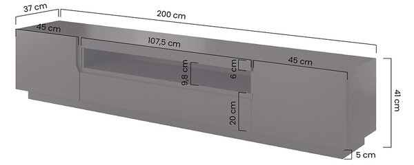 TV stolík Loftia 200 cm s otvorenou policou - dub artisan / čierny mat