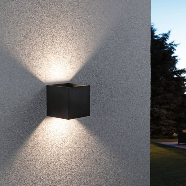 Paulmann LED vonkajšie nástenné svietidlo Cybo, RGBW, 10 cm, antracitová, Čierna, Hliník, Moderný, Nástenné svietidlo