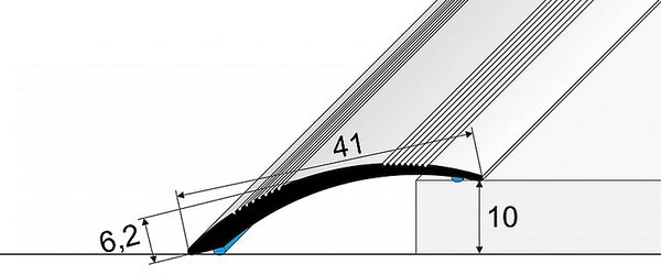 Prechodový profil 41 mm, oblý (samolepiaci) | nivelácia 0 - 10 mm Dub texas E936