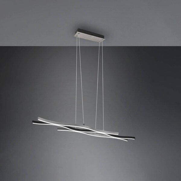 Trio Lighting Závesné svetlo Blaze LED, stmievateľné, hliník, Hliník / sivá / zinok, Obývacia izba / jedáleň, kov, Moderný