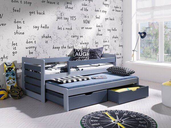 Detská posteľ 90 cm Caty (sivá + grafit) (s úl. priestorom). Vlastná spoľahlivá doprava až k Vám domov. 1070021