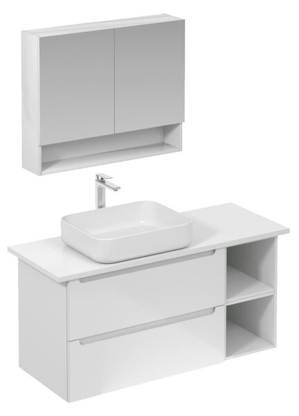 Kúpeľňová zostava s umývadlom vrátane umývadlovej batérie, vtoku a sifónu Naturel Stilla biela lesk KSETSTILLA003