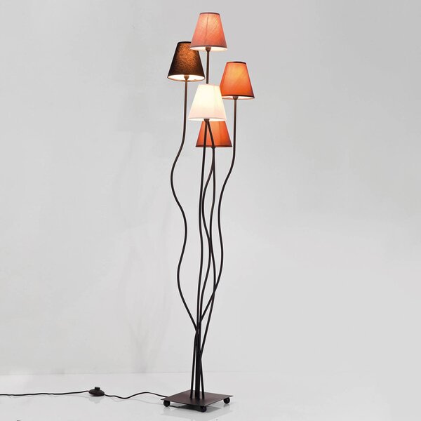 KARE Flexibilná stojacia lampa Mocca Cinque, Čierna, Obývacia izba / jedáleň, kov, Moderný, Stojaca lampa