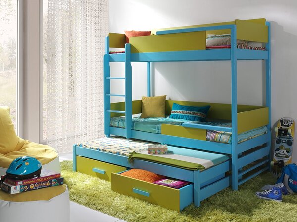 Poschodová posteľ Stagioni 180, Strana: ľavá, Farby:: modrá / zelená Mirjan24 5902928311419