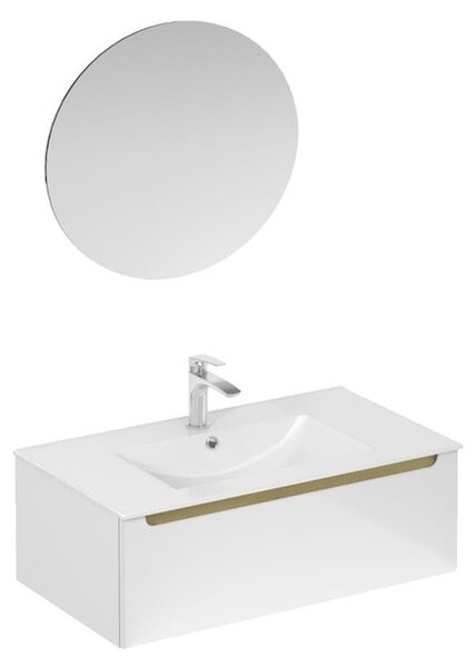 Kúpeľňová zostava s umývadlom vrátane umývadlovej batérie, vtoku a sifónu Naturel Stilla biela lesk KSETSTILLA027
