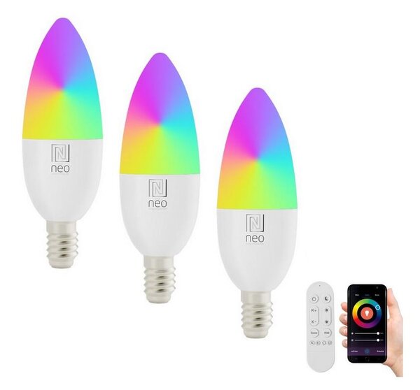 IMMAX NEO LITE SMART sada 3x žárovka LED E14 6W RGB+CCT, stmívatelná, Wi-Fi, Beacon, DO, TUYA 07716CDO + záruka 3 roky zadarmo