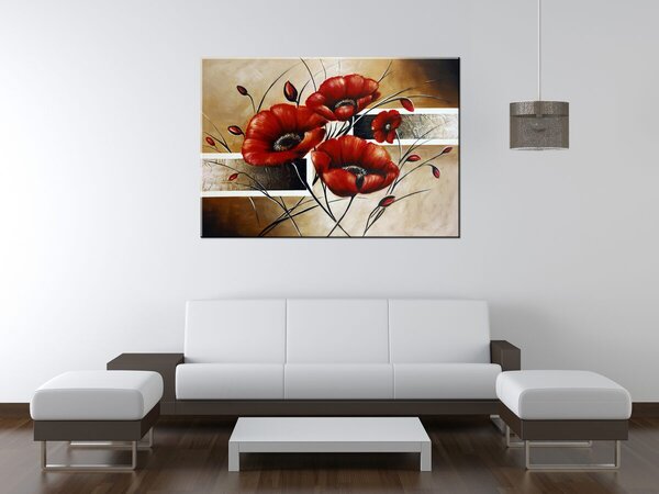 Ručne maľovaný obraz Poľný mak Rozmery: 70 x 100 cm
