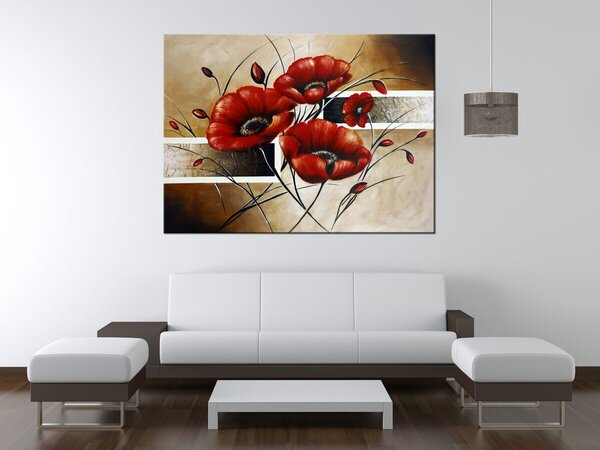Ručne maľovaný obraz Poľný mak Rozmery: 70 x 100 cm