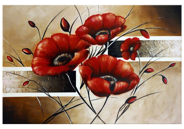 Ručne maľovaný obraz Poľný mak Rozmery: 70 x 100 cm