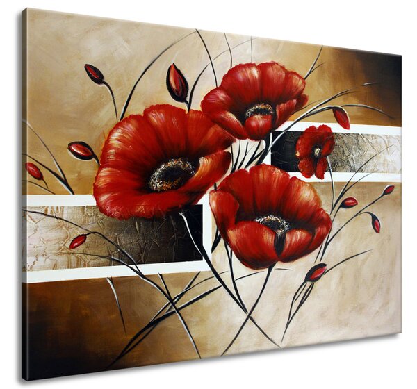 Ručne maľovaný obraz Poľný mak Rozmery: 70 x 100 cm