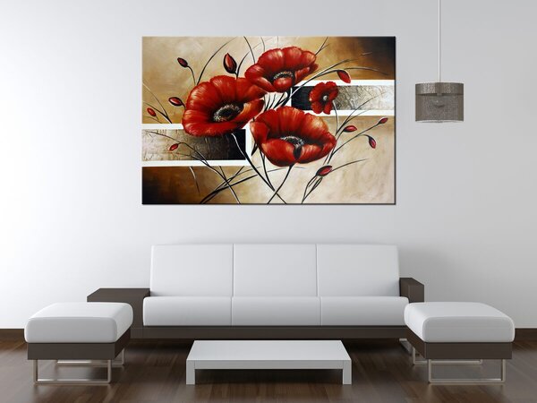 Ručne maľovaný obraz Poľný mak Rozmery: 70 x 100 cm