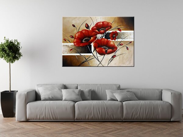 Ručne maľovaný obraz Poľný mak Rozmery: 70 x 100 cm