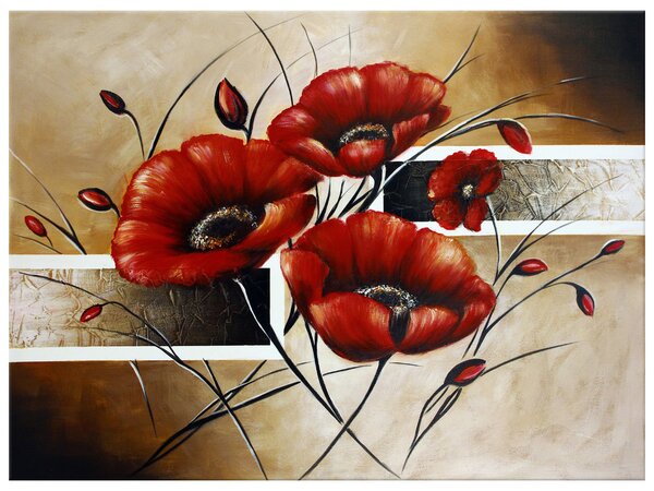 Ručne maľovaný obraz Poľný mak Rozmery: 70 x 100 cm