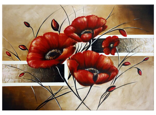 Ručne maľovaný obraz Poľný mak Rozmery: 70 x 100 cm