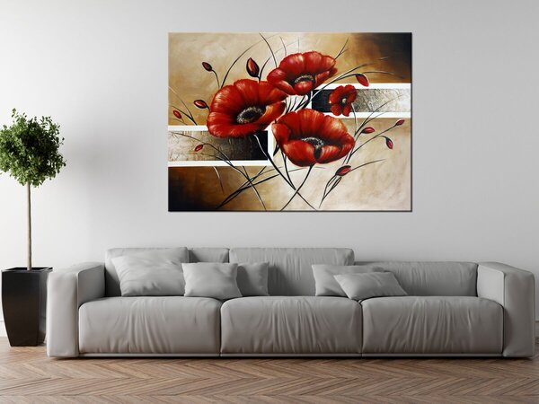 Ručne maľovaný obraz Poľný mak Rozmery: 70 x 100 cm