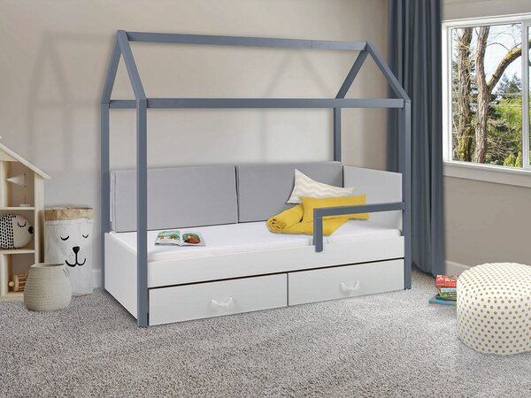 Jednolôžková posteľ so zábranou Fitonia II 90, Farby:: grafit akryl / biela Mirjan24 5902928390902