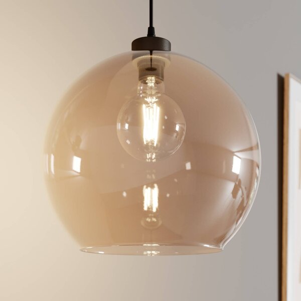 TK Lighting Závesné svietidlo Cubus, jantárová farba, sklo, Ø 30 cm, E27, Krémová / jantárovo žltá, Obývacia izba / jedáleň, Sklo, Moderný, Závesné svietidlo
