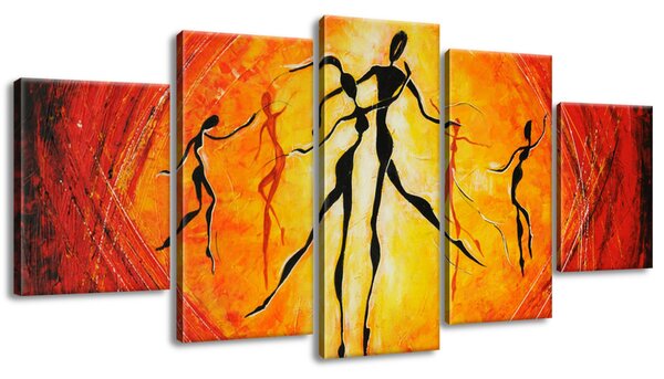 Ručne maľovaný obraz Nádherný tanec - 5 dielny Rozmery: 150 x 70 cm