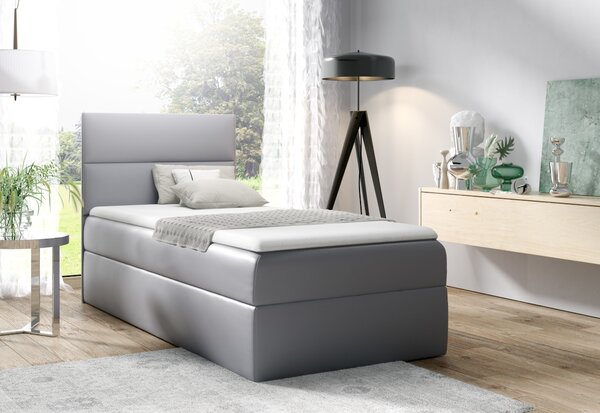 Čalúnená posteľ boxspring MINI 1 + topper, 80x200, sivá, ľavá