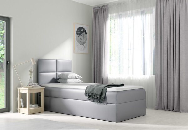 Čalúnená posteľ boxspring MANA 3 + topper, 80x200, sivá, pravá