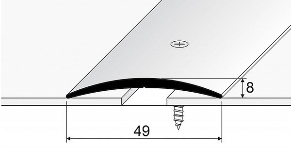 Prechodový profil 49 mm, oblý (skrutkovací) | nivelácia 0 - 5 mm Stříbro E01