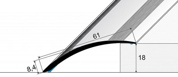 Prechodový profil 61 mm, oblý (samolepiaci) | nivelácia 0 - 18 mm Dub drásaný P301