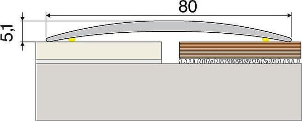 Prechodový profil 80 mm, oblý (samolepiaci) | nivelácia 0 - 5 mm Dub arctic E904