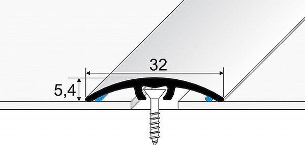 Prechodový profil 32 mm, oblý (narážací) | nivelácia 0 - 5 mm Stříbro E01