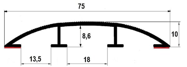 Prechodový profil 75 mm, oblý (samolepiaci) | pre vedenie káblov Stříbro P11