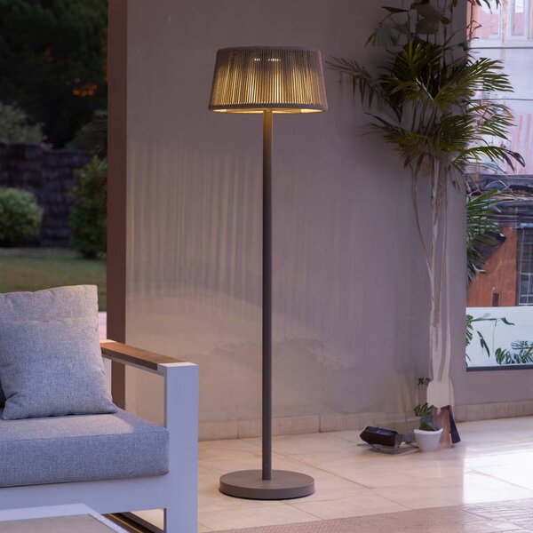 Les Jardins LED solárna stojacia lampa Rop&Strip, výškovo nastaviteľná, 500 lm, Hnedá / hrdzavá, Hliník, Moderný, Solárne svietidlá